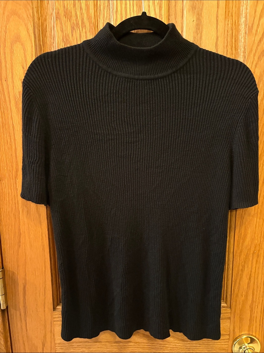 croft & barrow Black Ribbed Short-Sleeve Mock Neck Top